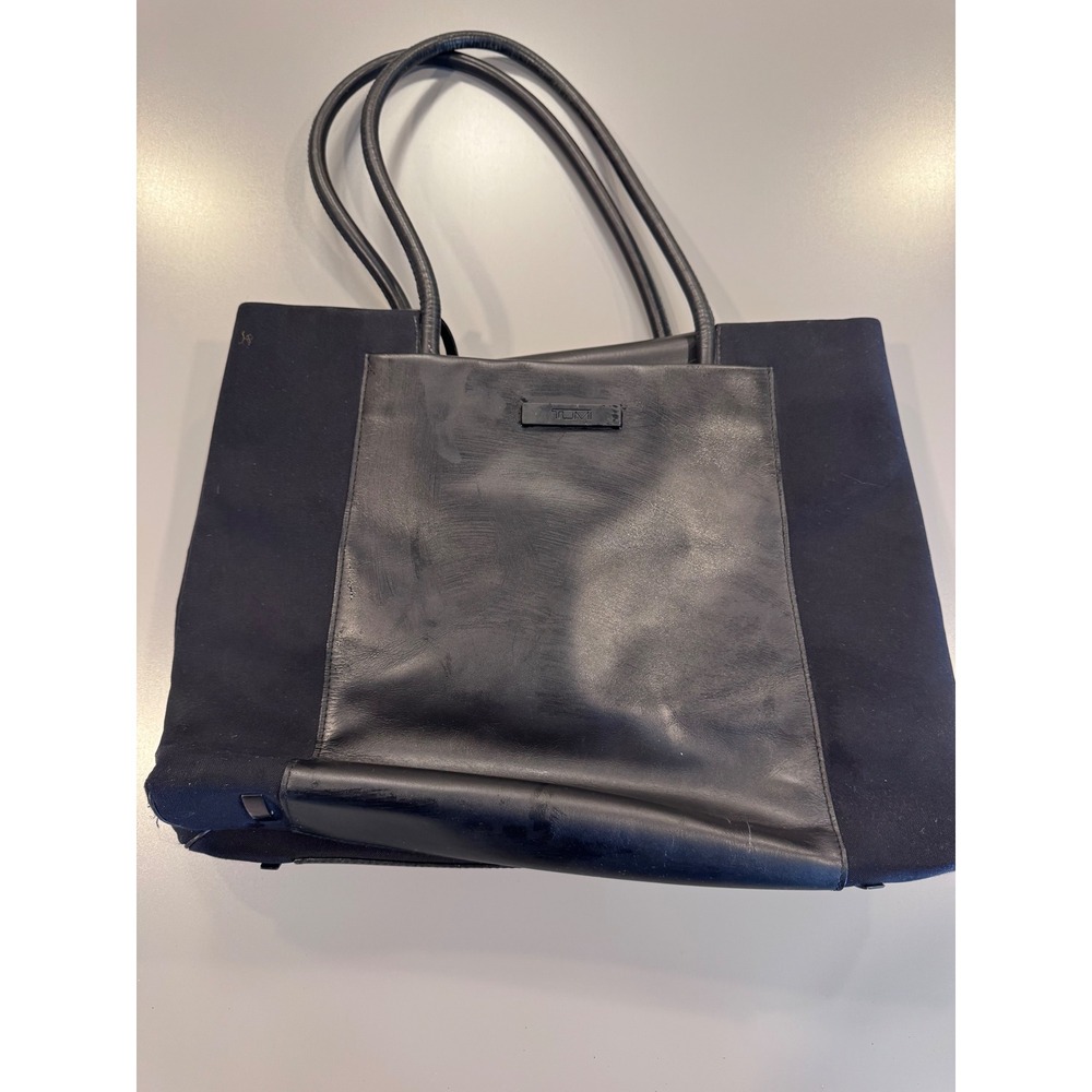 Tumi Black Ballistic Nylon and Leather Tote Bag Work Travel Handbag